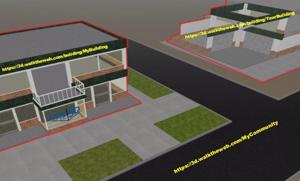 3D Building Websites Bound by Grid in a 3D Community Website
