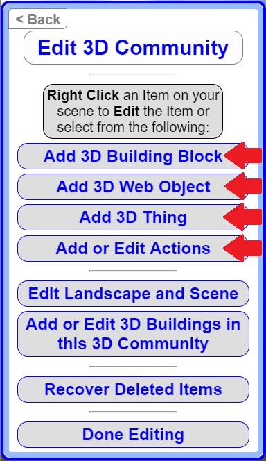 Edit 3D Community Menu Options