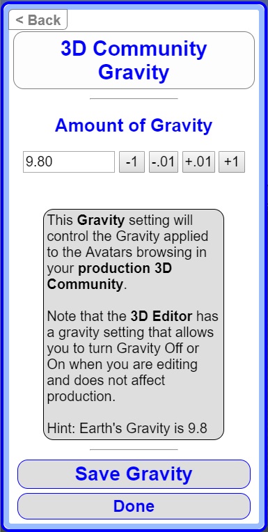 Edit 3D Community Gravity