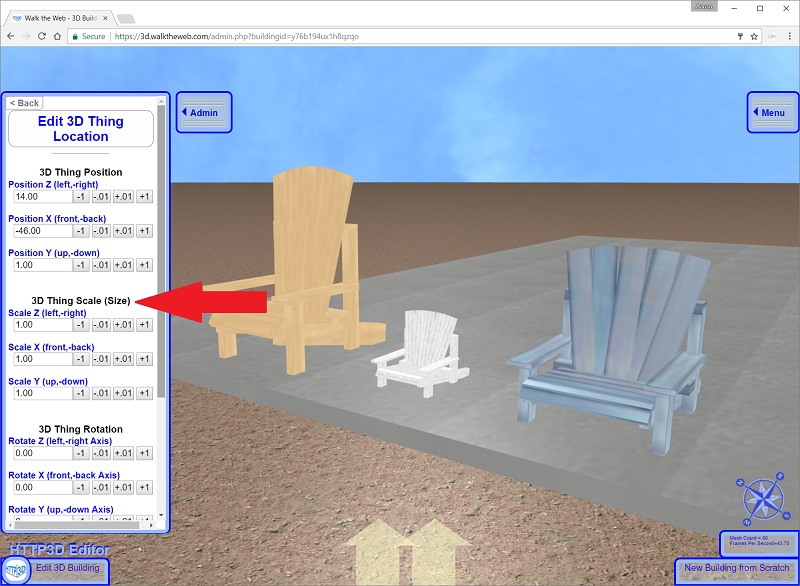 Blue Chair - Scale Settings