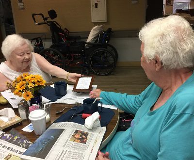 Mom Maggie and her friend at the nursing home, Eugenia