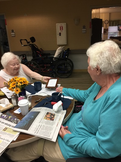 Mom Maggie and her friend at the nursing home, Eugenia