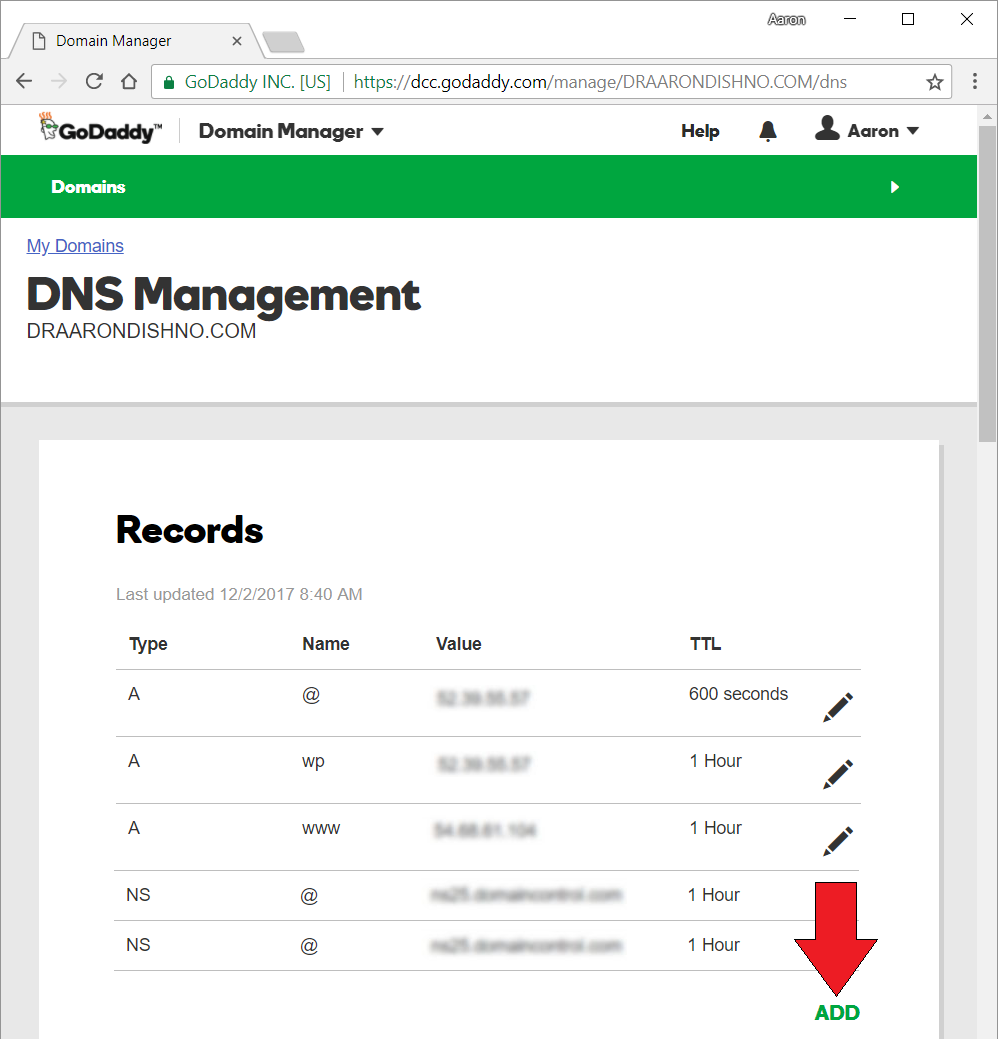 GoDaddy DNS List
