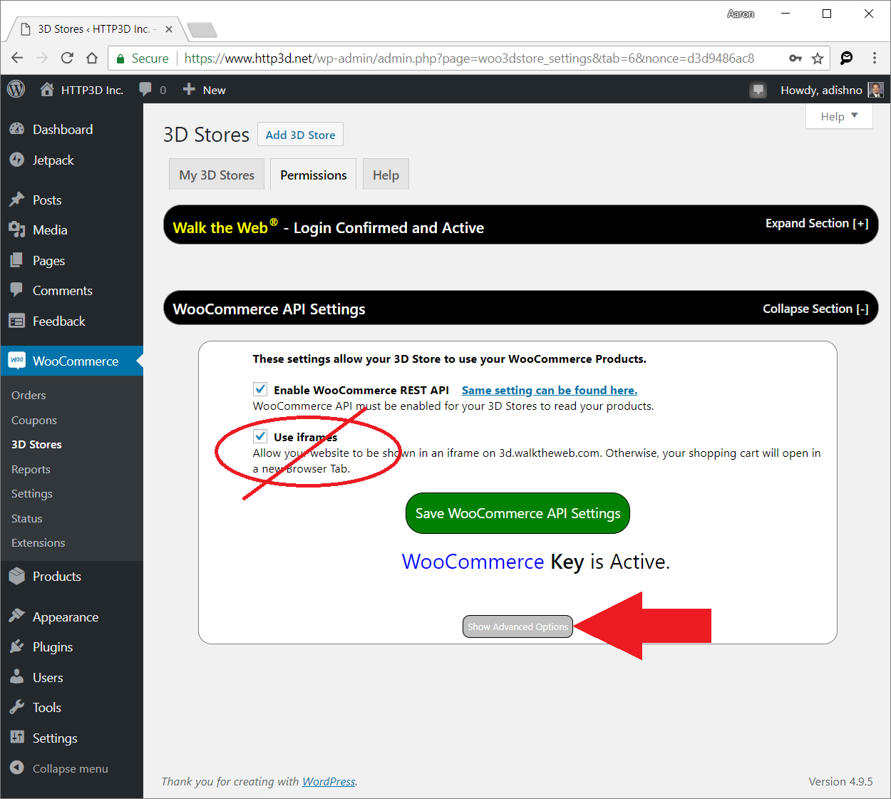 Show Advanced Options